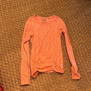 Athleta Women's Heathered Orange Pink Long Sleeve athletic Top sz small